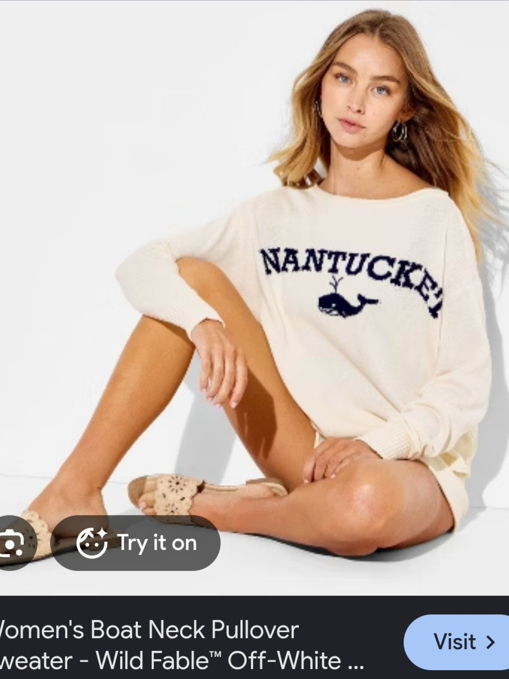 Wild Fable Off-White Nantucket Boat Neck Sweater